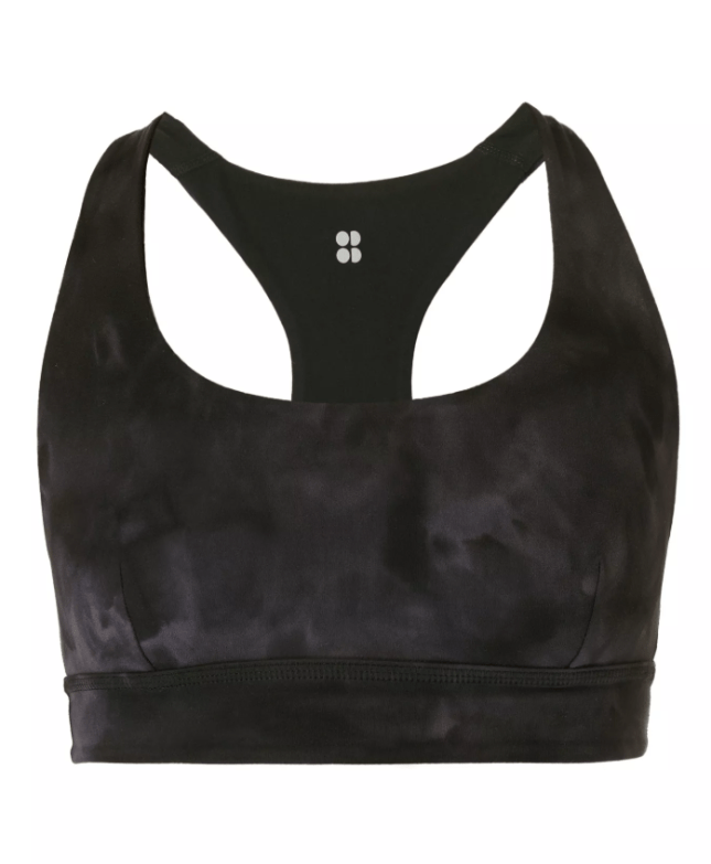 Black tie-dye sports bra