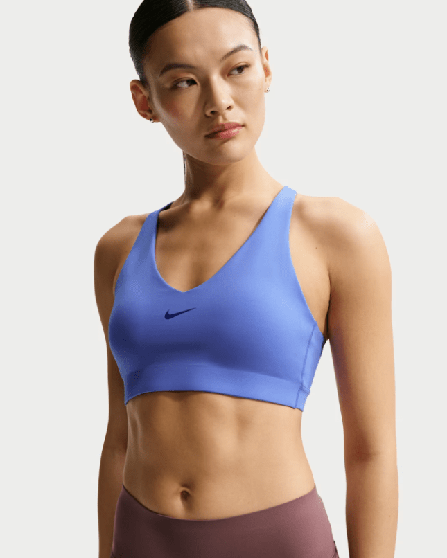 Female wears blue sports top