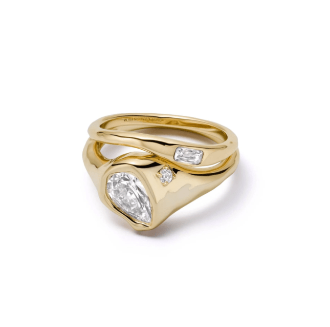 Gold rings with diamonds embellished within