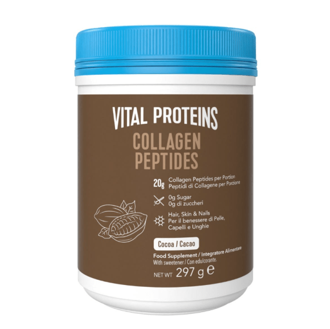 Brown tub with blue lid