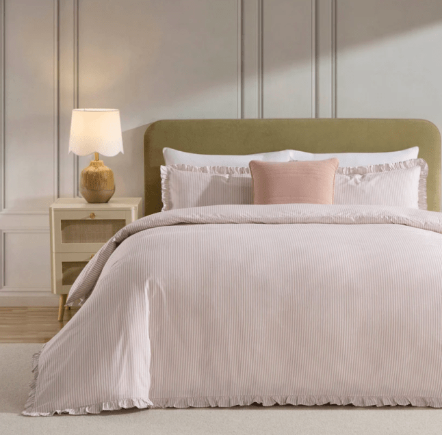 Pink stripe bedding