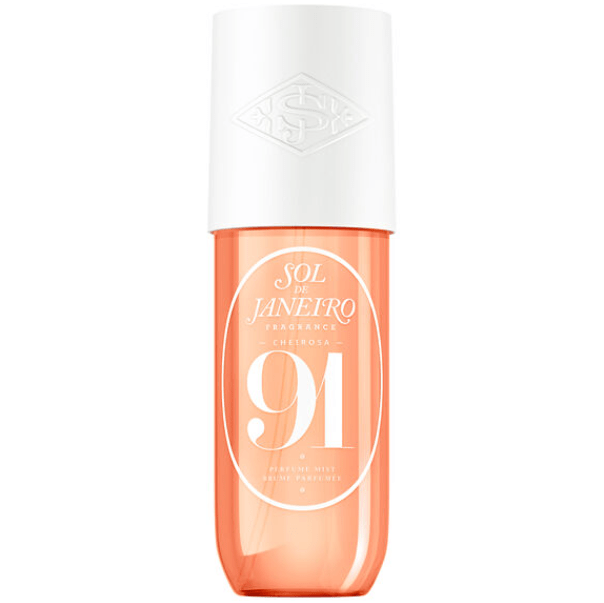 Peach fragrance spray with white cap