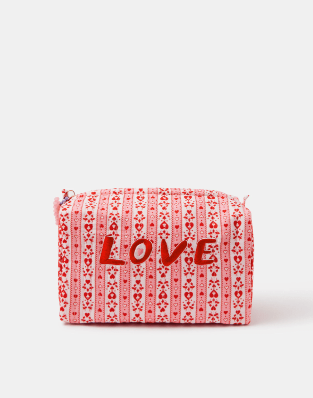 Printed wash bag with slogan front
