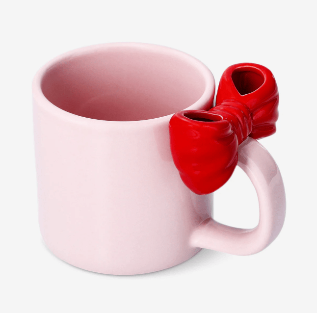 Pink mug with red bow