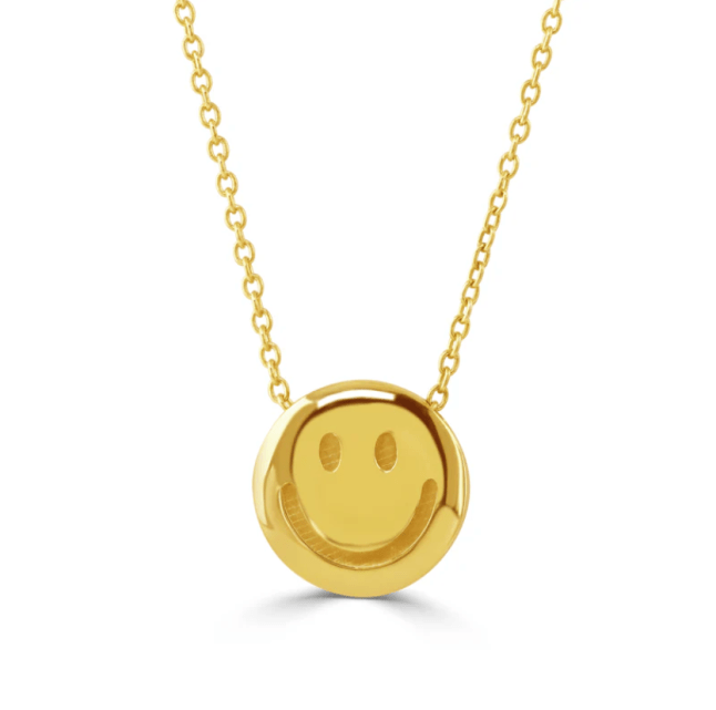 Gold smiley face necklace