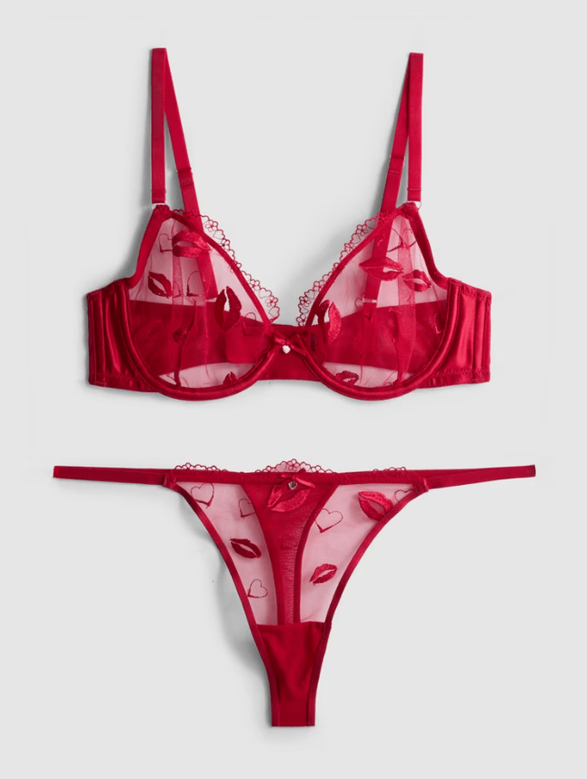 Red mesh underwear set