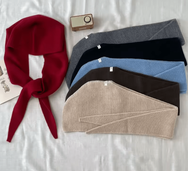 Flay lay of knitted hoods