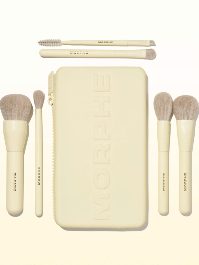 Pastel makeup brushes with case