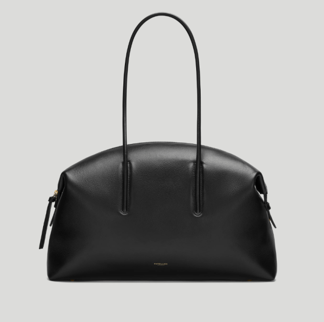 Black leather bowling bag
