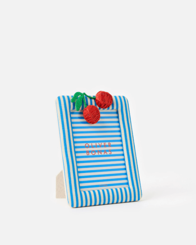 Stripe photoframe with cherries