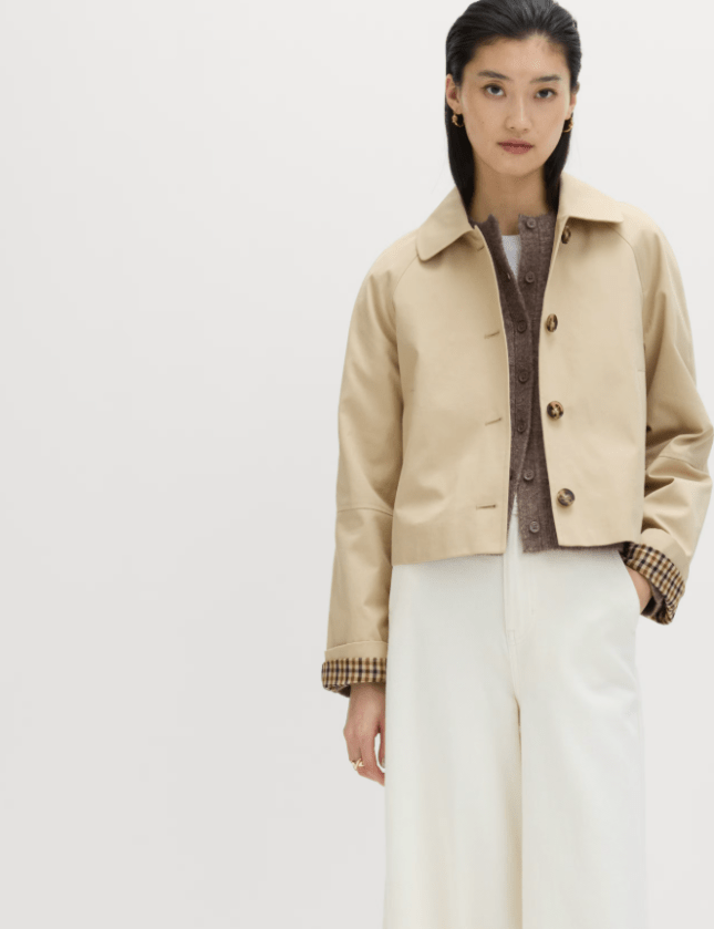 Female wears cropped coat