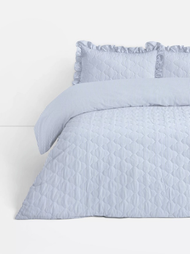 Quilted Stripe King Duvet Cover Set