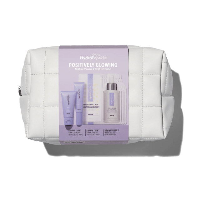 White bag with cosmetics inside