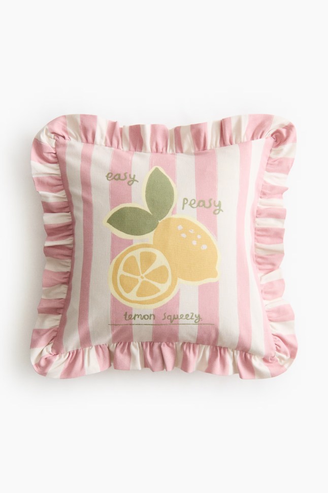Stripe cushion with lemon print