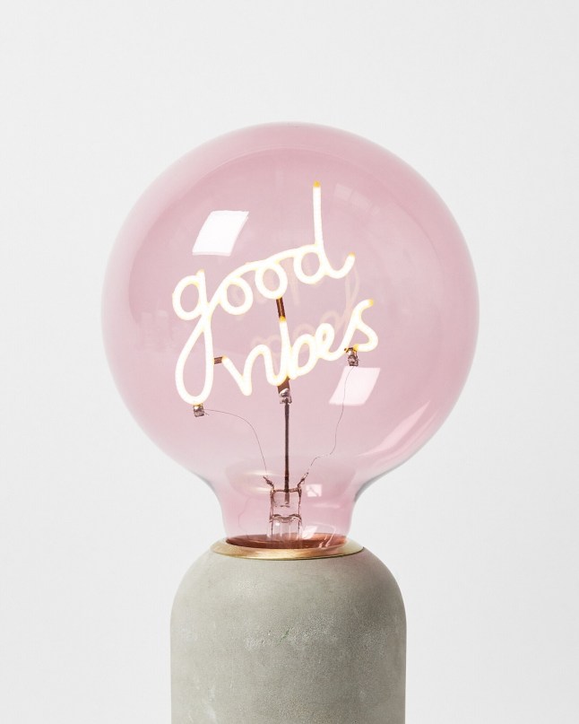 'Good vibes' slogan lightbulb