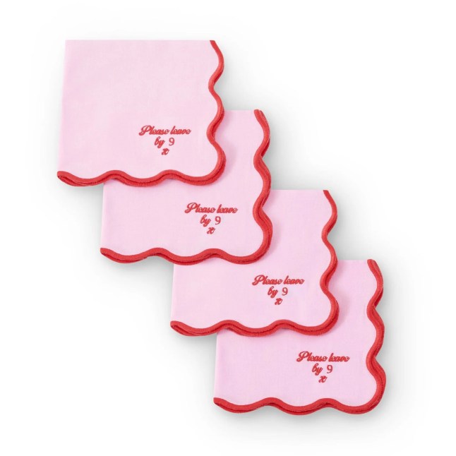 Pink napkins with red boarder