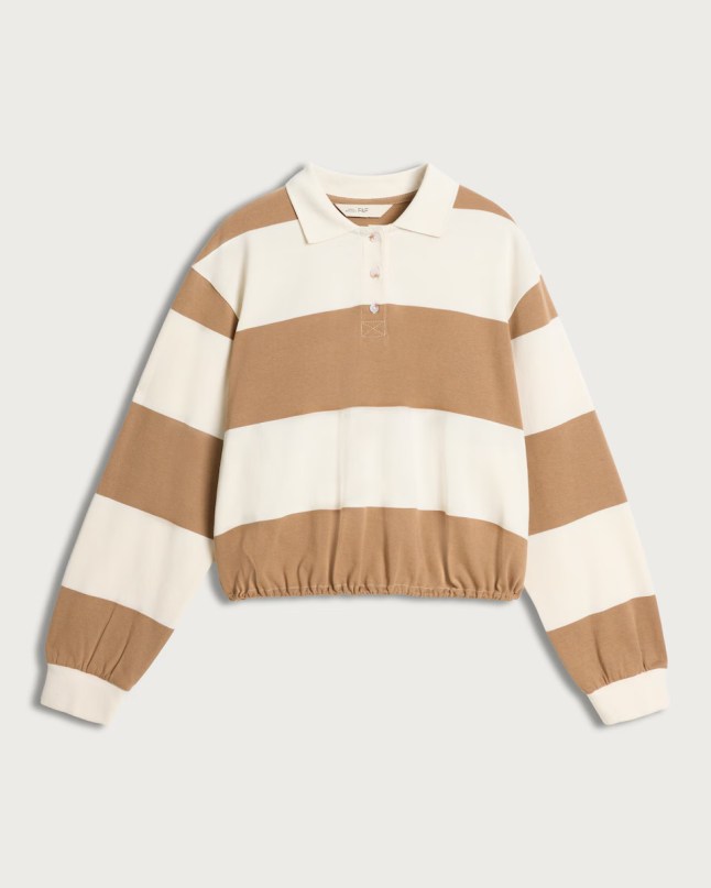 Brown and white striped rugby top