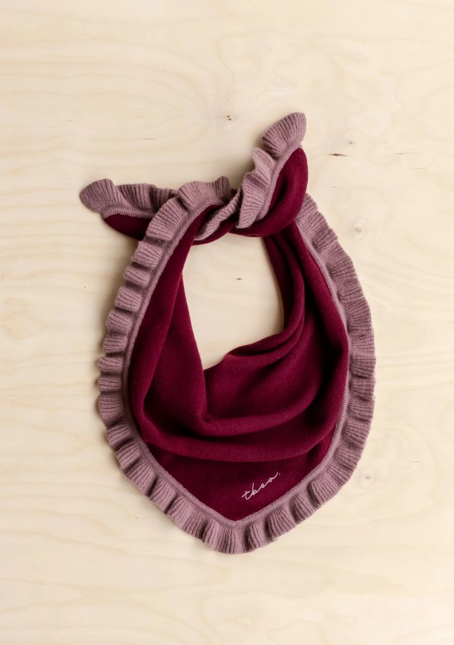 Burgundy and light pink stripe nexk scarf