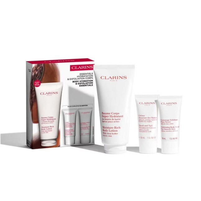 White skincare products from Clarins