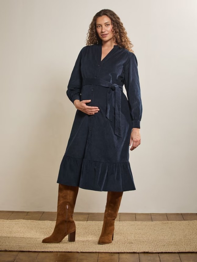 Female wears v-neck dress