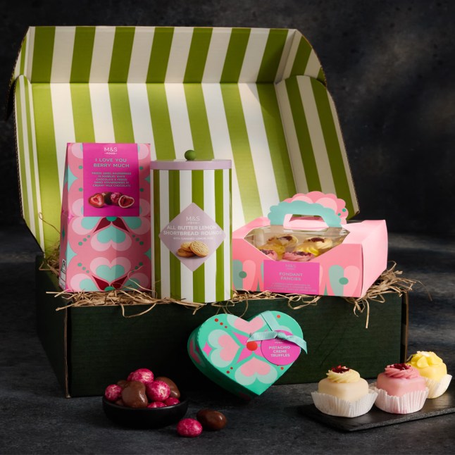 Hamper full of food items