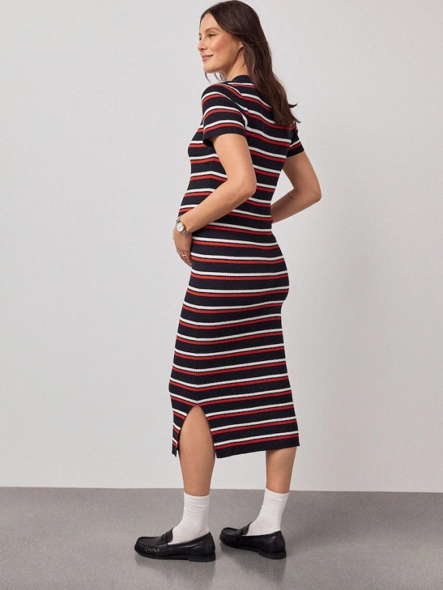 Female wears stripe dress