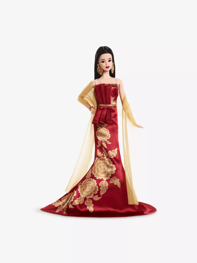 Barbie doll in red dress