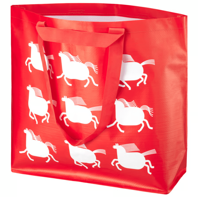 Red bag with white horse