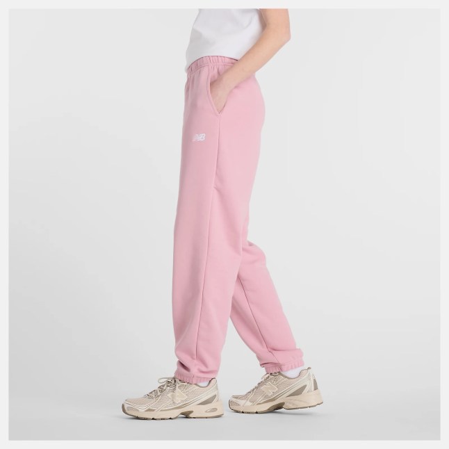 Female wears pink joggers