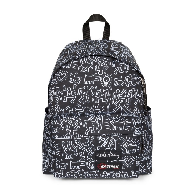Black bag with white writing across the front