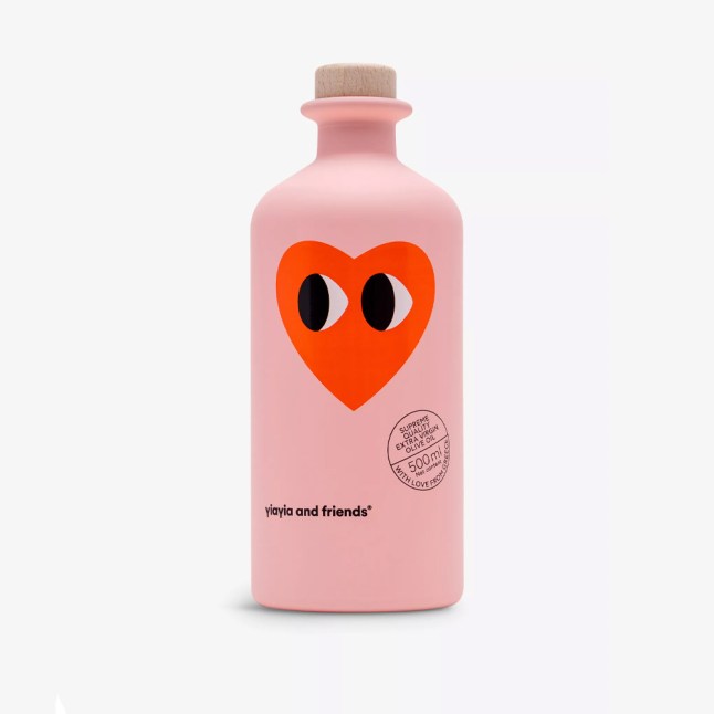 Pink bottle with red heart