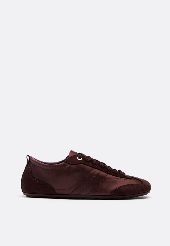 Burgundy lace-up trainers