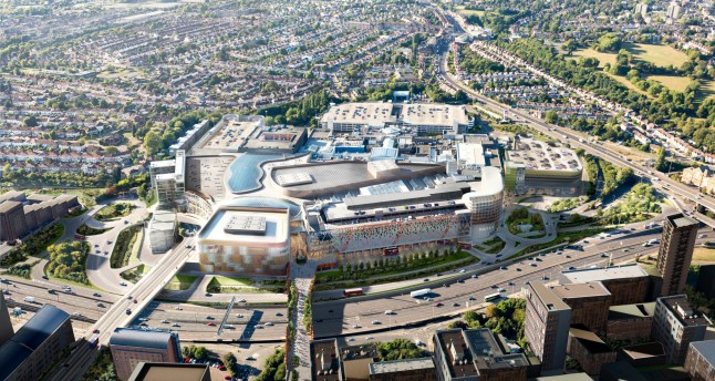A computer generated image of new Brent Cross shopping centre in London.