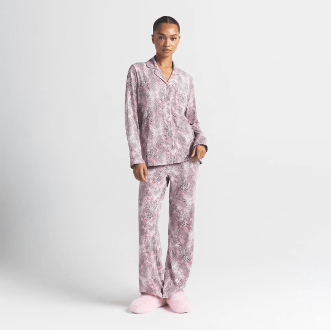Female wears printed pj set